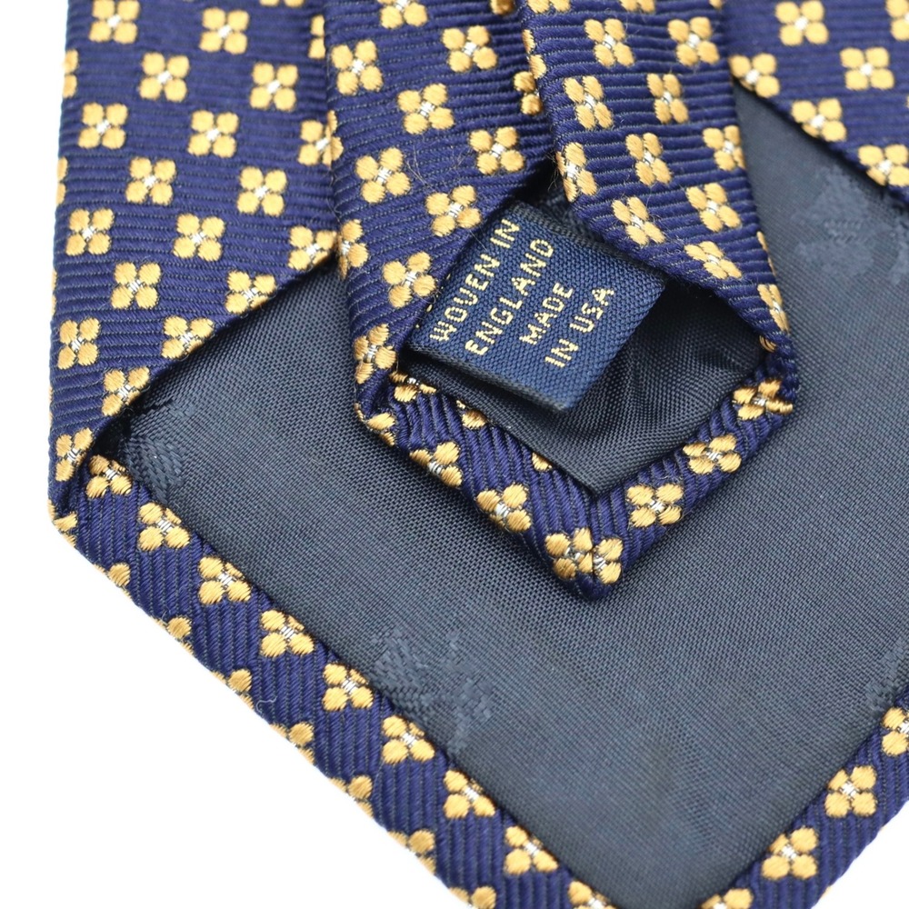 Brooks Brothers Makers Silk Tie Blue Gold Floral Medallion Woven England USA - Picture 5 of 6